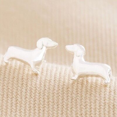 Aretes de Perro Salchicha en Plata