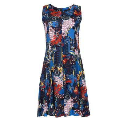 Marineblaues Cloche-Kleid mit Flora-Print