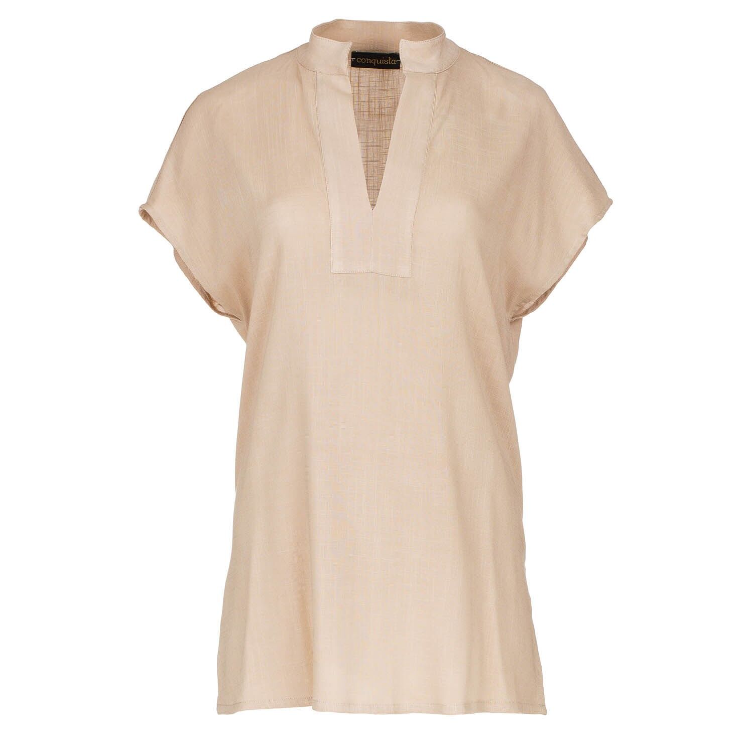 Top senza maniche stile lino beige