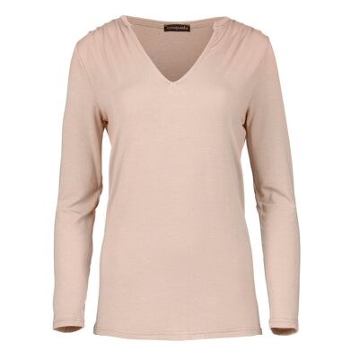 Top con scollo a V in jersey rosa antico