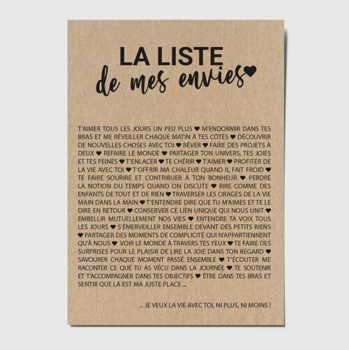 Carte postale "La liste de mes envies"