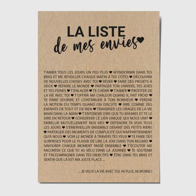Postcard "The list of my desires"