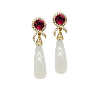 Boucles d'oreilles Casilda avec Rhodolite et Pierre de Lune