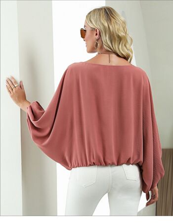 Pull à une épaule et manches dolman - Rose mauve 5