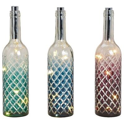 Glass bottle LED light chain made of glass red / green / blue 3-fold, (W / H / D) 7x31x7cm