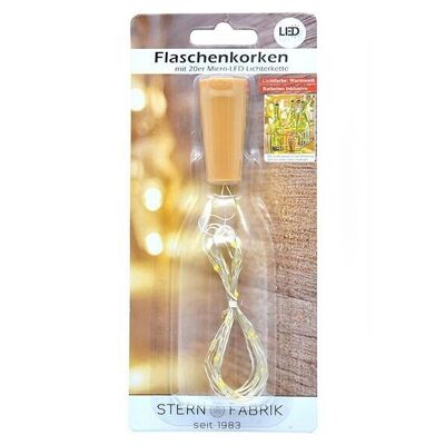 LED bottle cork 20 light chain warm white, 3xAG13 including plastic silver (H) 200cm