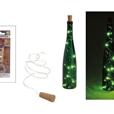 Korken LED Lichterkette für Weinflasche, 8er LED, aus Kunststoff  (B/H/T) 2x4x2cm, Kette 80cm
