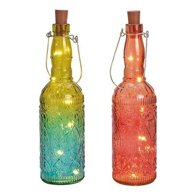 Glass bottle with 5 LED cork lights, colored 2-fold, (W / H / D) 8x32x8cm