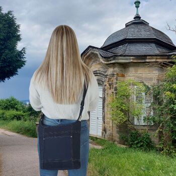 Sac à bandoulière femme en toile cirée Domelo. Sac hobo hydrofuge. Sac pochette végétalien. Sac à bandoulière pour femme/fille avec poignée réglable. Grand sac en tissu léger avec fermeture zippée. 9