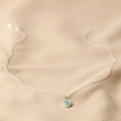 Mintgrüne Kristall-Emaille-Halskette in Silber