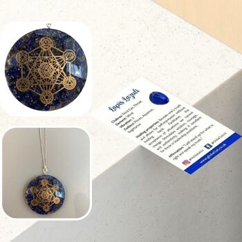 Pendentif Reiki Metatron Lapis Lazuli Orgonite, 5cm 5