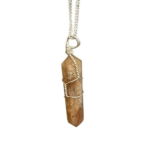 Wire Wrapped Double Point Pencil Pendant, Sunstone