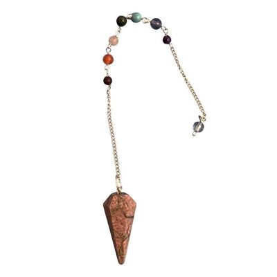 Pendulum with 7 Chakra Beaded Chain, Unakite