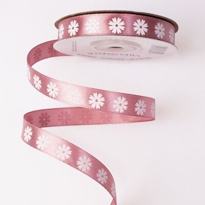 Floral satin ribbon 12mm x 20m - Mallow