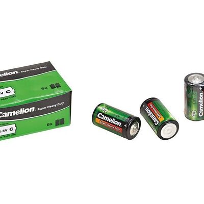 Battery Camelion Baby R14 1.5v Green 2-pack made of metal size (W / H / D) 2x4x5cm