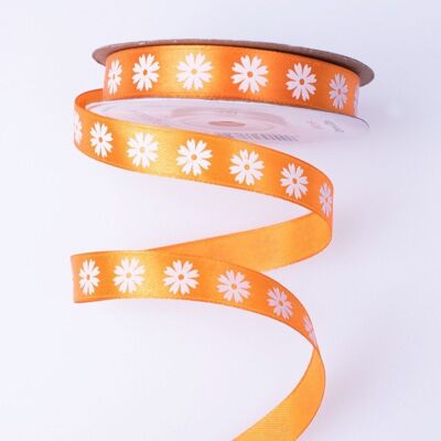Nastro di raso floreale 12 mm x 20 m - Arancione scuro