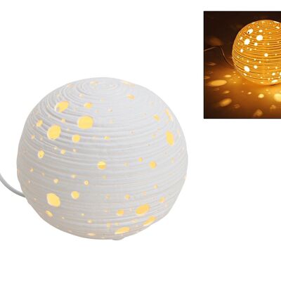 Lampe de table boule blanche en porcelaine, 21X19X21CM sans ampoule