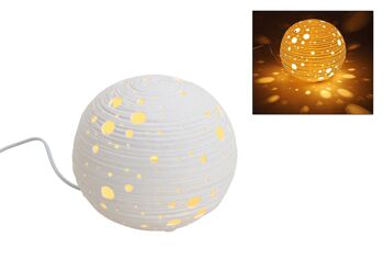 Lampe de table boule blanche en porcelaine, 21X19X21CM sans ampoule