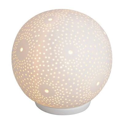 Lampada da tavolo palla bianca in porcellana, L20 cm