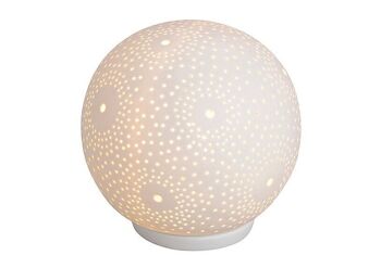 Lampe à poser boule blanche en porcelaine, L20 cm