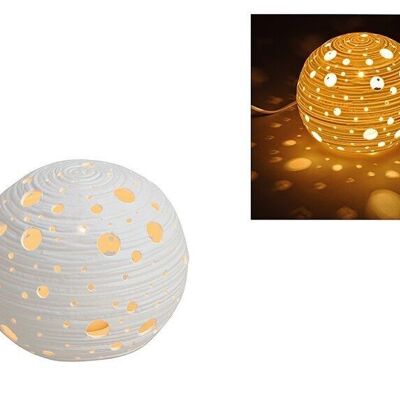 Lampada da tavolo palla bianca in porcellana, 16X15X16CM senza lampadina