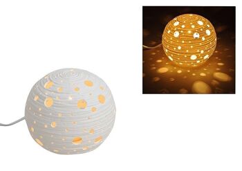 Lampe de table boule blanche en porcelaine, 16X15X16CM sans ampoule