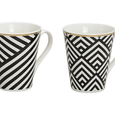 Cup stripes decor made of porcelain, 2 assorted, 11 cm, 300ml