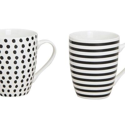 Cup dots/stripes made of porcelain, 2 assorted, 10 cm, 350ml