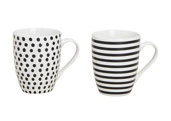 Gobelet à pois/rayures en porcelaine, 2 assortis, 10 cm, 350ml 1