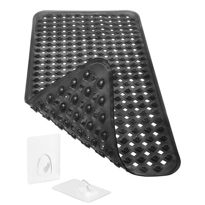 Bathtub mat non-slip 88x39cm, INCL. Storage solution, BPA free, machine washable, mildew resistant, black