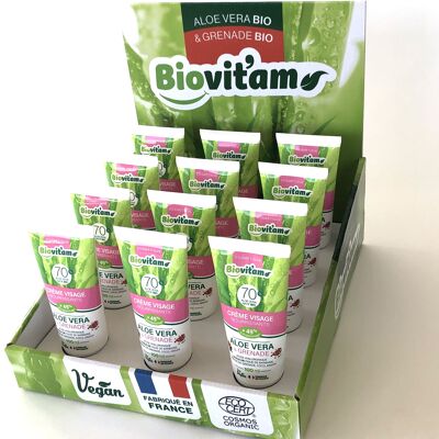 Display of 12 face cream tubes