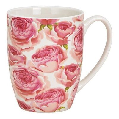 Mug décor rose en porcelaine rose / rose (L / H / P) 13x11x9cm 380ml