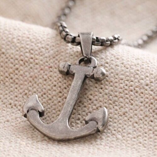 Men's Stainless Steel Anchor Pendant Necklace