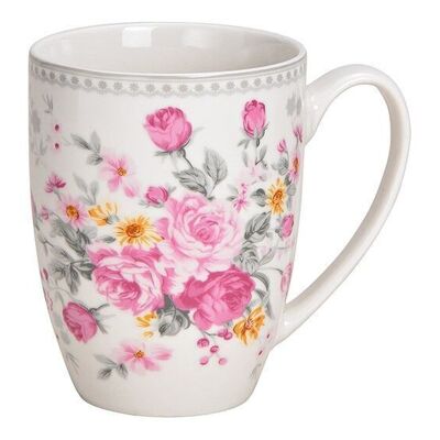 Tasse à décor rose en porcelaine rose / rose (L / H / P) 13x12x9cm 300ml