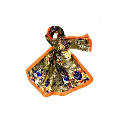 Amplia Bufanda Mujer de Seda Natural con Diseño Colorido
