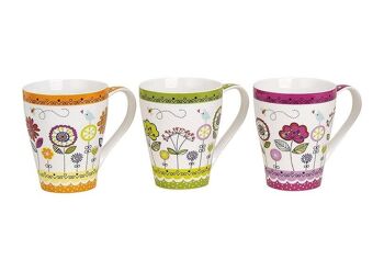 Mug en porcelaine à décor floral, assorti, 11 cm, 300 ml