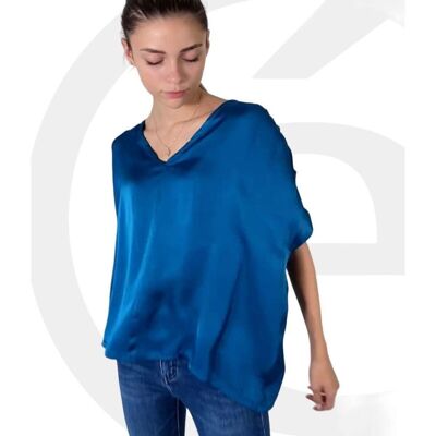 Blusa Sintética de Raso con Manga Corta para Mujer Navidad