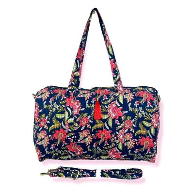 Quilted Travel Bag with Handmade Patchwork Print