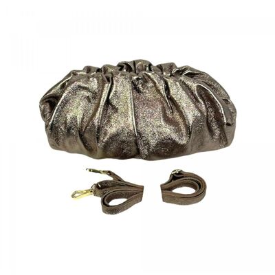 Women's Quilted Leather Bag with Shiny and Metallic Effect