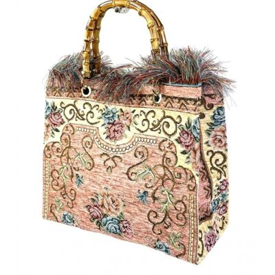 Carpet Bag with Bamboo Handle, Magnet Closure and Large Capacity