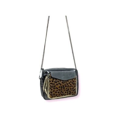 Bolso bandolera Piel Italia Animal Print y Bolsillo Frontal