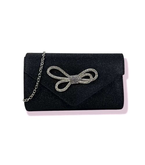 Bolso Clutch Brillante con Lazo para Mujer - Promo Navidad