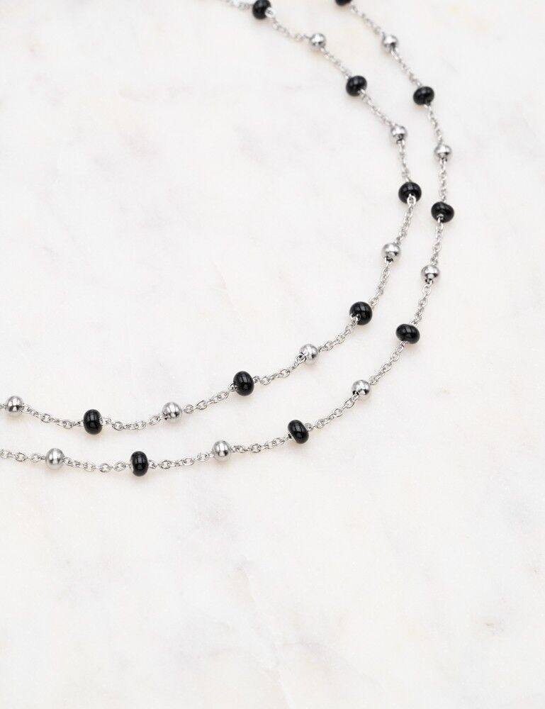 Collana lunga Carlina - Argento nero