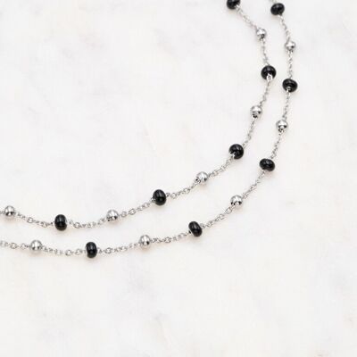 Carlina long necklace - Black silver