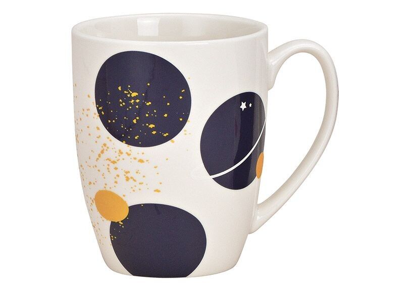 Tazza pianeta in porcellana bianco/nero/oro (L/A/P) 13x11x9cm