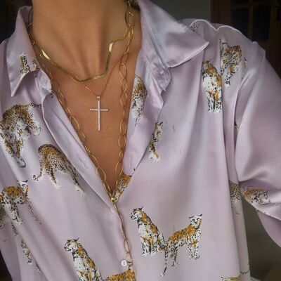 Purple Zirconia Cross Necklace