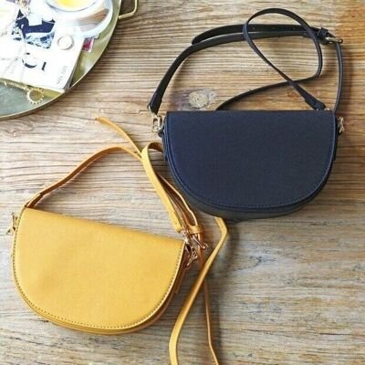 Vegan Leather Half Moon Crossbody Bag