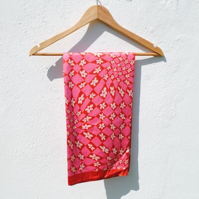 Foulard Flowers rosa e rosso