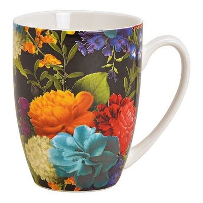 Taza de porcelana con decoración floral, multicolor (An / Al / P) 12x10x8cm 370ml