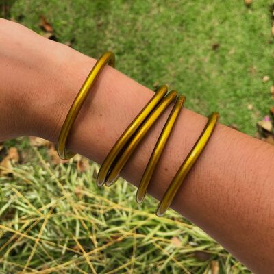 Gold Leaf Bracelet - Pack of 2 - dark gold